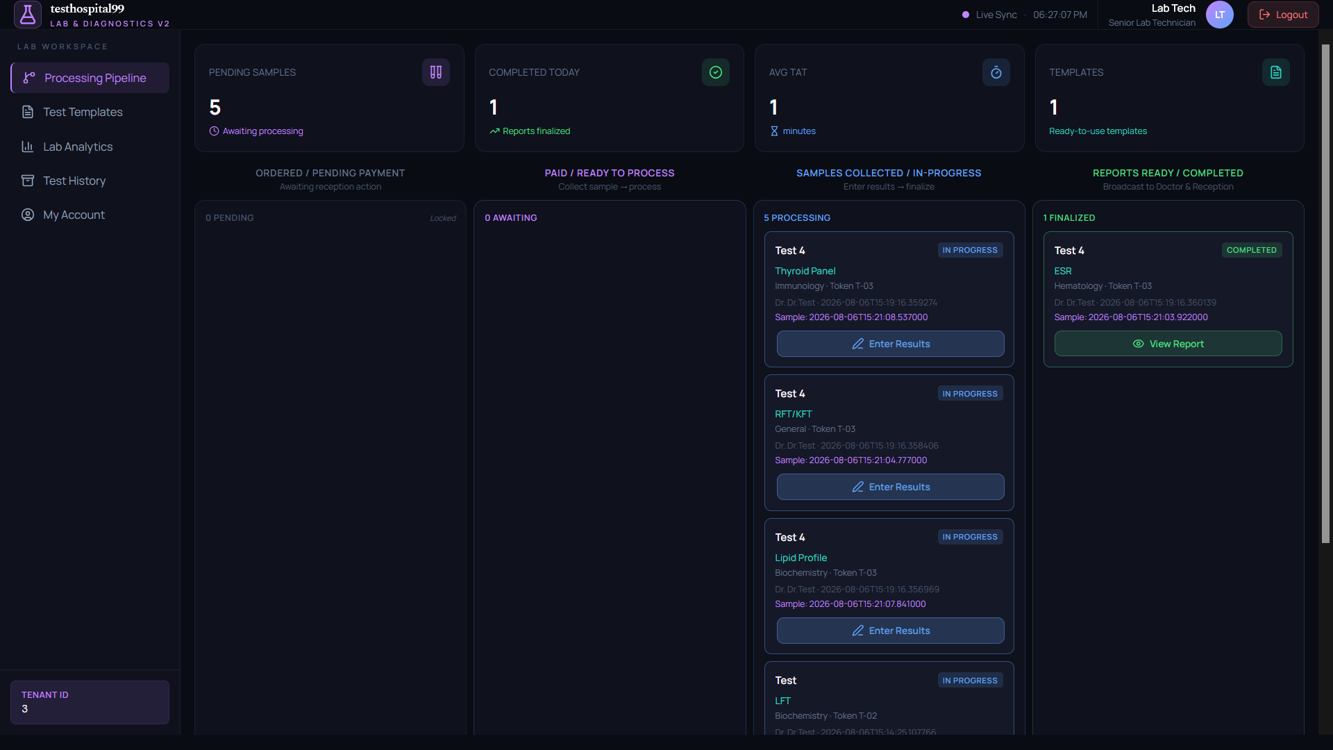 Lab Technician Dashboard