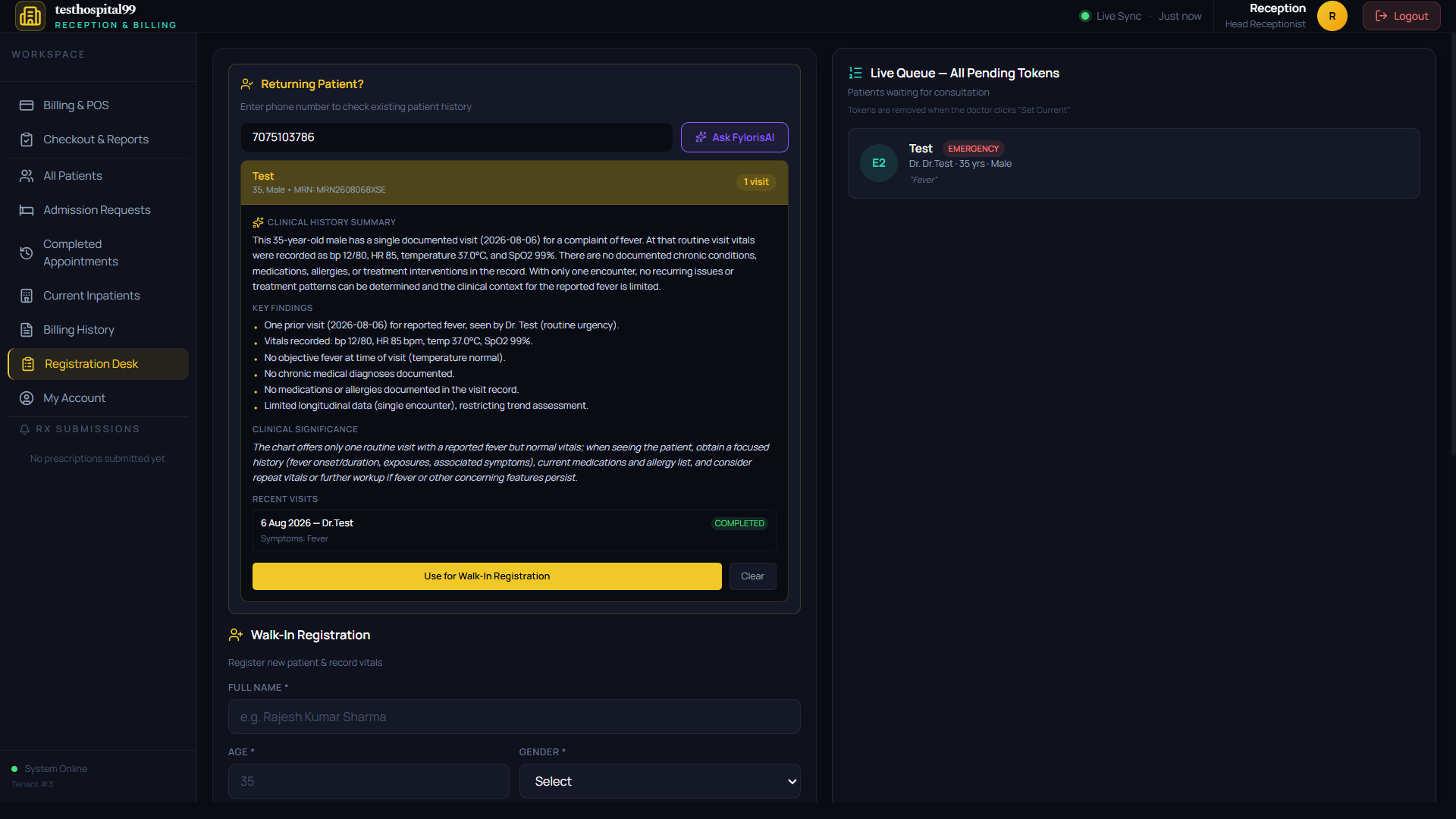 Returning Patients — AI Summary